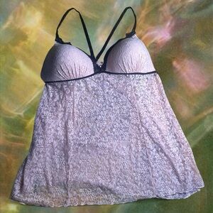 Secret Treasures Lace Babydoll Dress in Rose Blush and Black